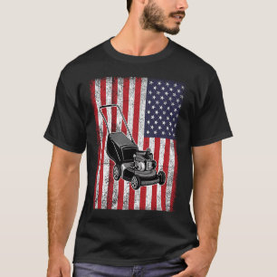 Gardener Lawn Mower USA American Flag Proud Landsc T-Shirt