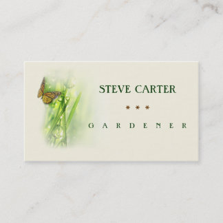Gardener Meadow Butterfly Florist Plants Green Business Card