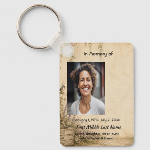 Gardener Memorial Prayer Card Photo Keepsake Keychain