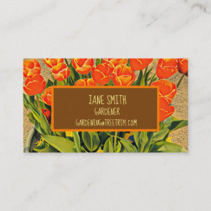 Gardener modern colorful tulips business card