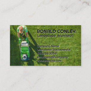 Gardener Mowing Lawn   Landscape Business Card