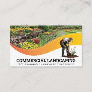 Gardener Planting Flowers   Landscaping Business Card