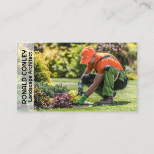 Gardener Pruning Plants   Landscaping Business Card