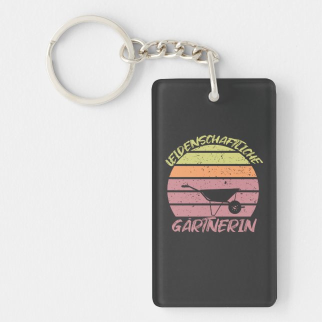 gardener pushcart at sunset keychain (Front)