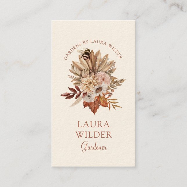 Gardener Rustic Boho Floral Carte de visite (Devant)