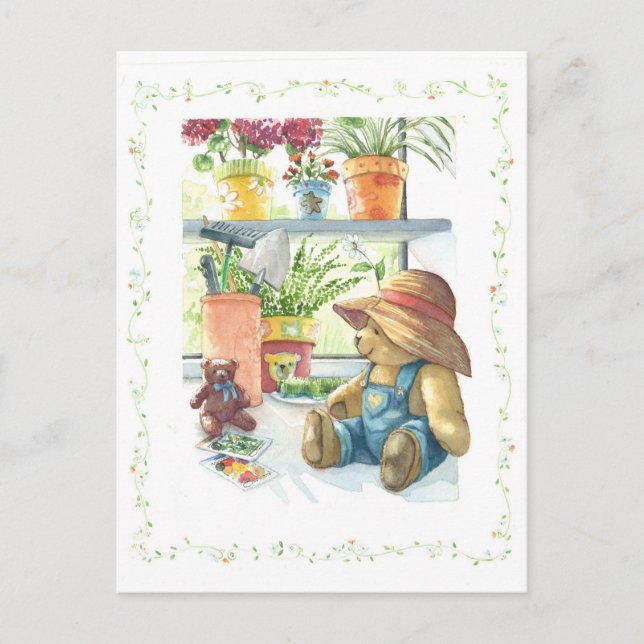 Gardener Teddy Bear Postcard (Front)