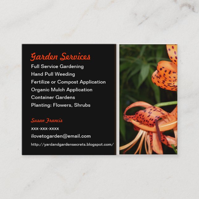 Gardener Tiger Lily Carte de visite Floral (Devant)
