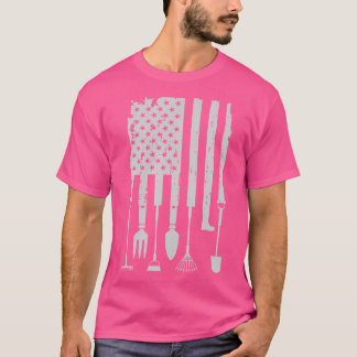 Gardeners Gardening Tools American Flag 4Th Of Jul T-Shirt