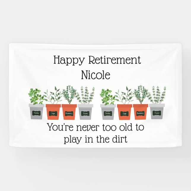Gardener's Retirement Fun Quote with Name Banner (Horizontal)