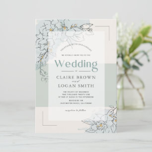Gardenia Botanical Sage Green Modern Wedding Invitation