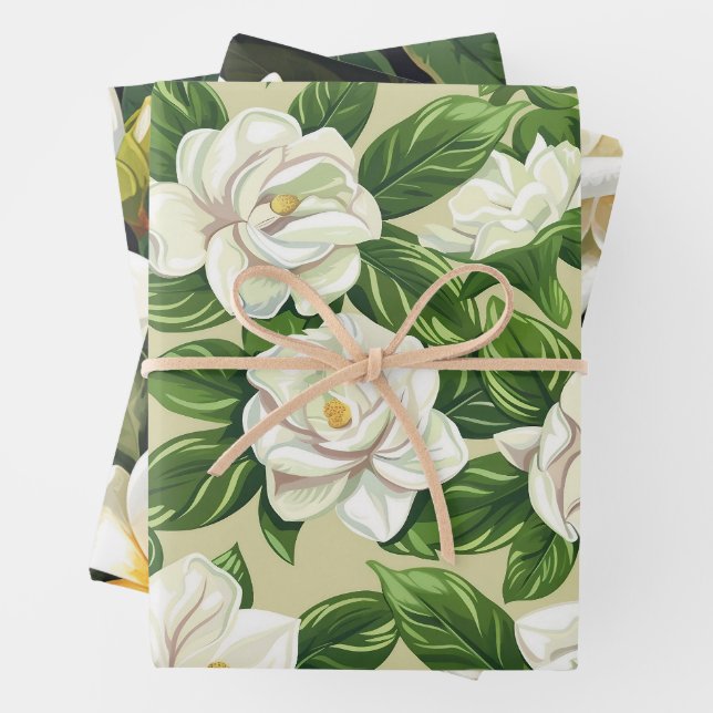 Gardenia Flowers Wrapping Paper (In situ)