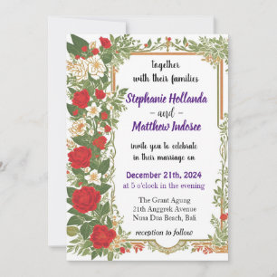 Gardenia Love Joy Everlasting Commitment Wedding Invitation
