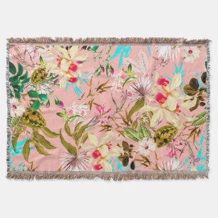 Gardenia   Vintage Botanical Nature Pattern  Throw Blanket