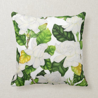 Gardenia Watercolor Throw Pillow