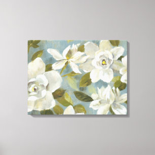 Gardenias on Slate Blue Canvas Print