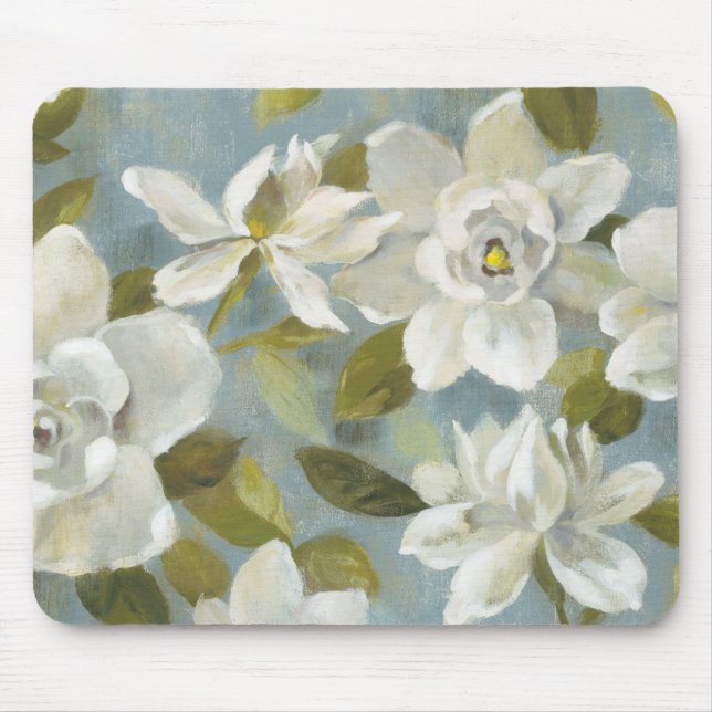 Gardenias on Slate Blue Mouse Pad (Front)