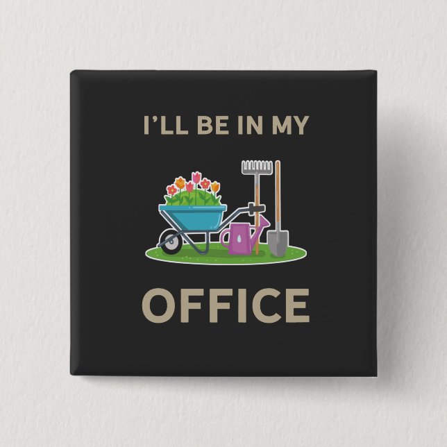 Gardening 2 Inch Square Button (Front)