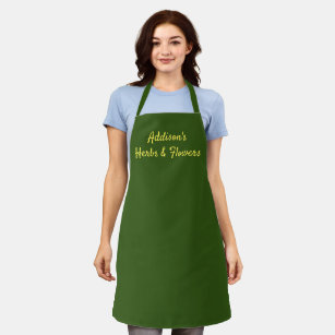 Gardening apron, herbs, green, your own words on apron