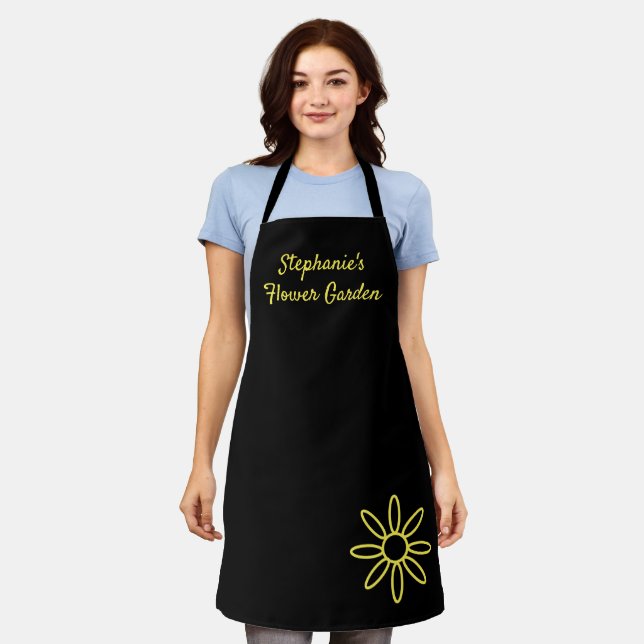Gardening apron, pretty, black, simple, custom apron (Worn)