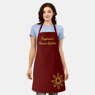 Gardening apron, pretty, dark red, simple, custom apron