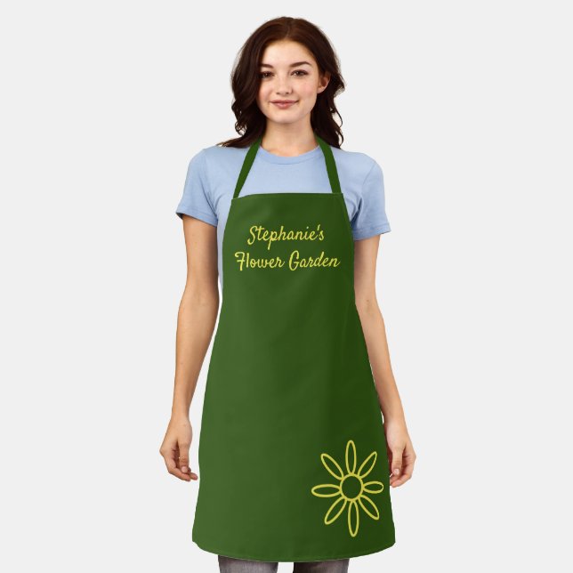 Gardening apron, pretty, green, simple, your words apron (Worn)