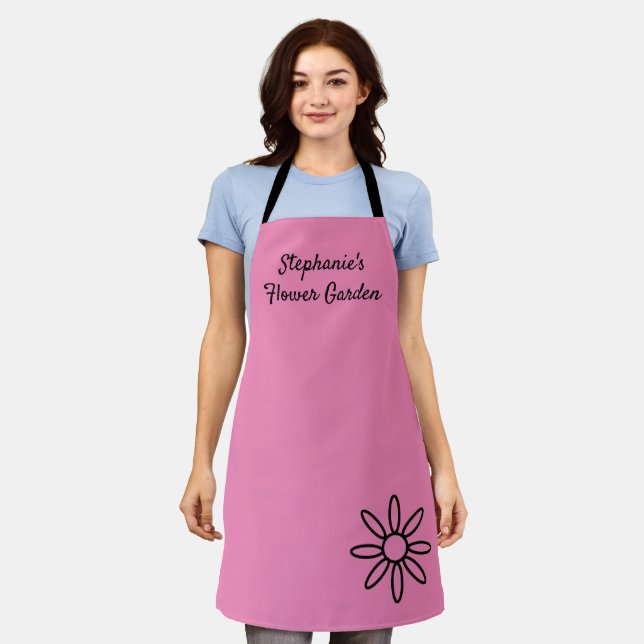 Gardening apron, pretty, pink, simple, custom apron (Worn)