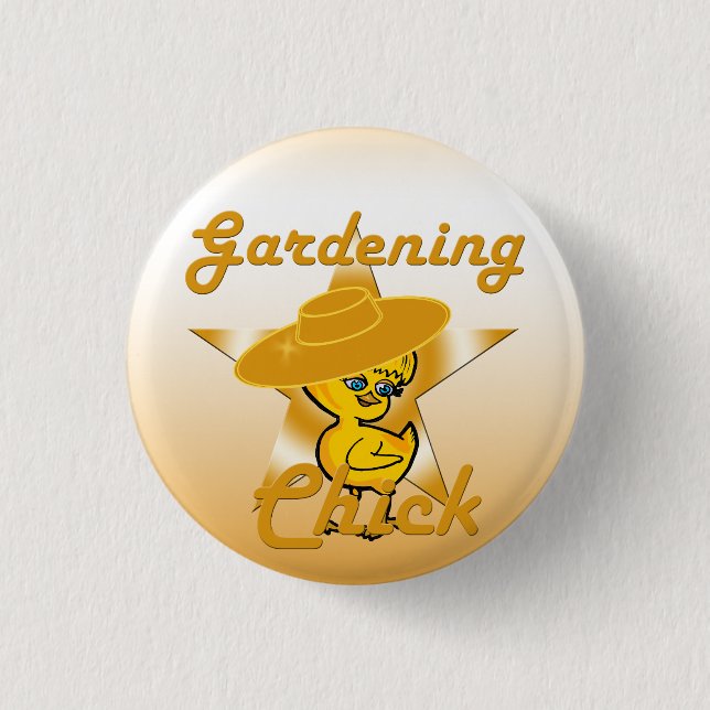Gardening Chick #10 1 Inch Round Button (Front)