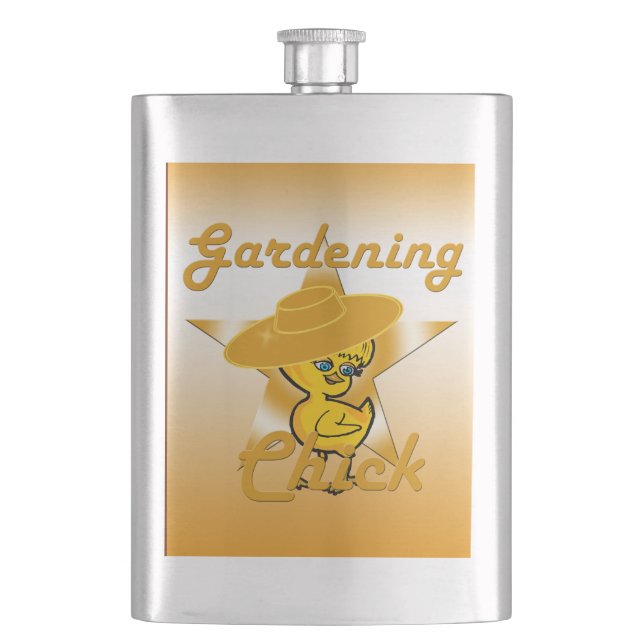 Gardening Chick #10 Hip Flask (Front)