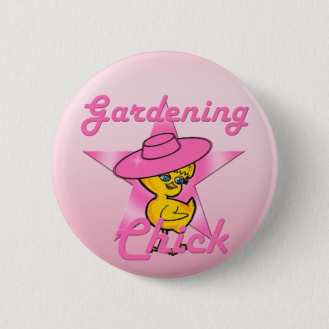 Gardening Chick #8 2 Inch Round Button (Front)