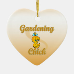 Gardening Chick Ceramic Ornament