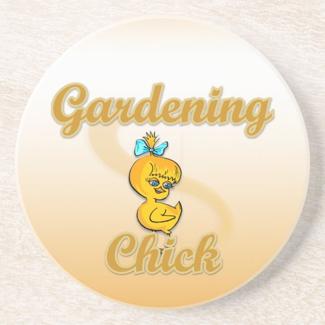Gardening Chick Coaster (Front)