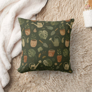 Gardening Elements Gift for Garnder Earthy Throw Pillow