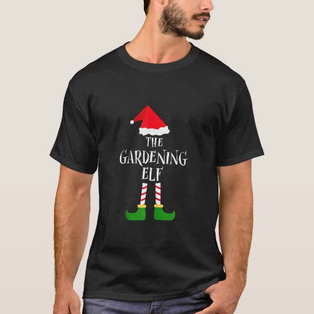 Gardening Elf Christmas Pajama Kids Matching Famil T-Shirt (Front)