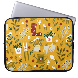 Gardening Flowerpot Gloves Secateurs Pattern Laptop Sleeve