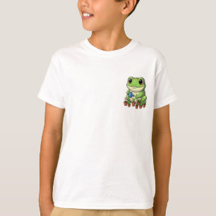 Gardening Frog with Potted Plants Kids T-Shirt
