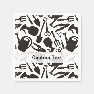 Gardening Icons Silhouettes Napkin