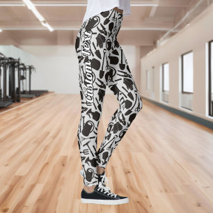 Gardening Icons Silhouettes Pattern Leggings