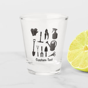 Gardening Icons Silhouettes Shot Glass
