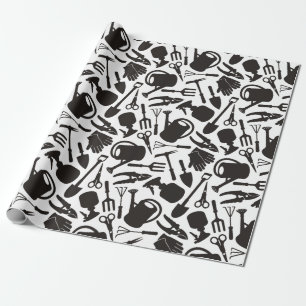 Gardening Icons Silhouettes Wrapping Paper