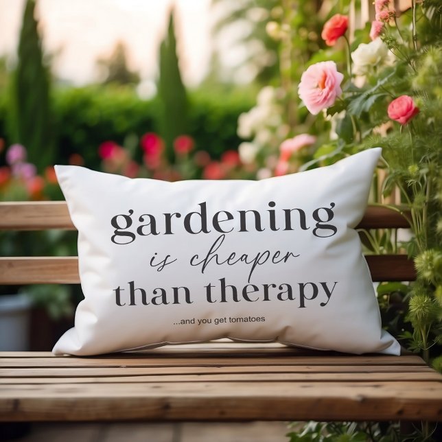 Gardening Is Cheaper Than Therapy Funny Quote Lumb Lumbar Pillow (Creator Uploaded)