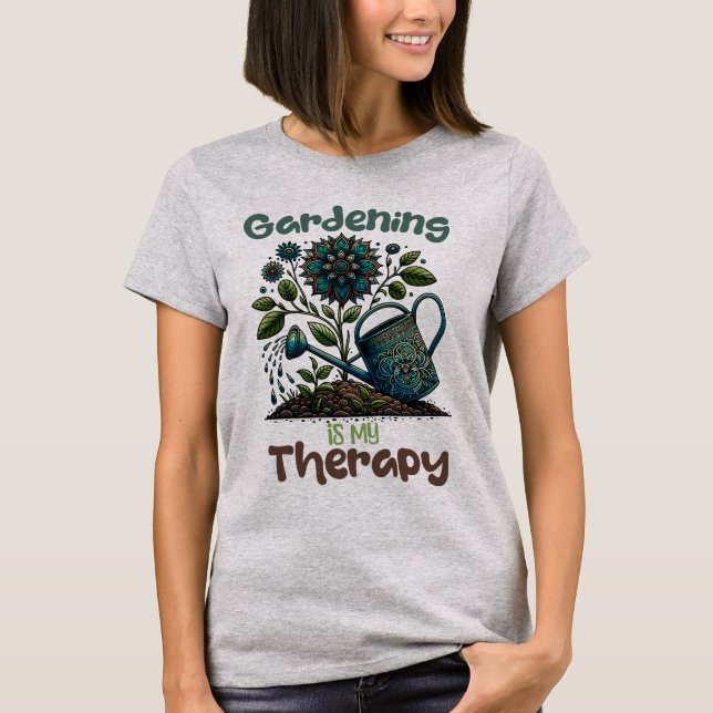 Gardening is my Therapy Grey T-Shirt (Front)