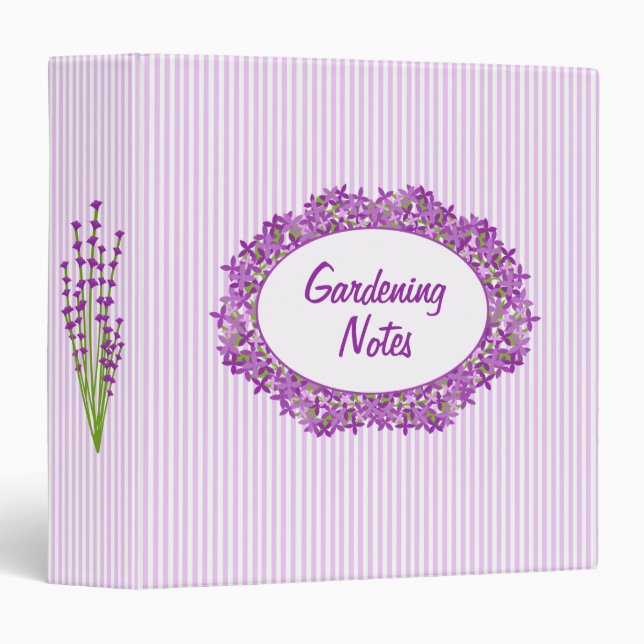 Gardening Journal Elegant Lilac Lavender Floral Binder (Front/Spine)