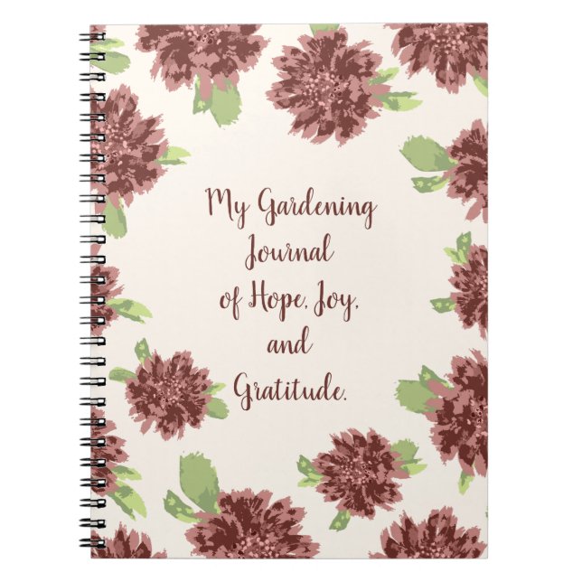 Gardening Joy and Gratitude - Red Daisies Frame.  Notebook (Front)