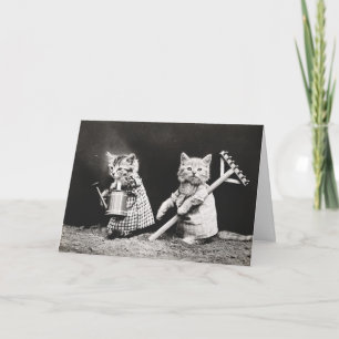Gardening Kitties Kitty with Rake Card