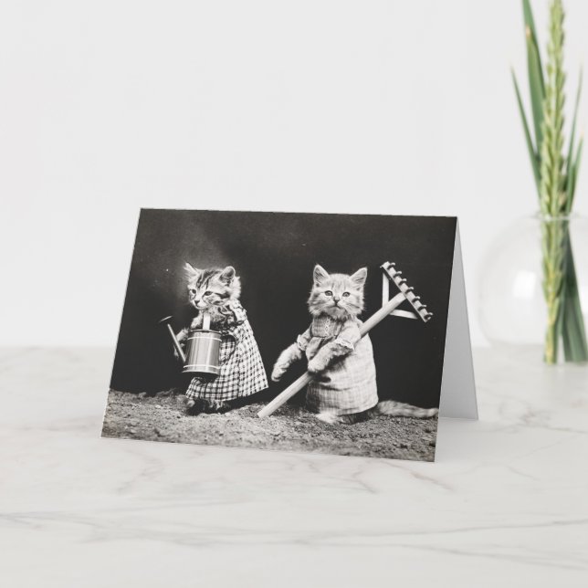 Gardening Kitties | Kitty with Rake Card (Front)