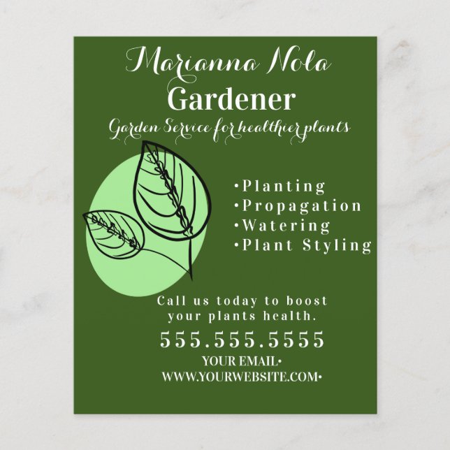Gardening Landscaping Gardener Plants Business Flyer (Front)
