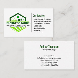 Gardening Lawn Care Landscaping Green Grass Business Card