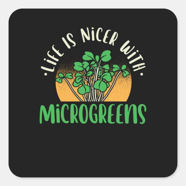 Gardening - Life With Microgreens Square Sticker (Front)