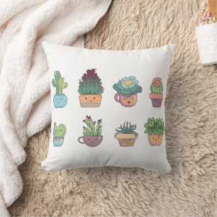 Gardening, love cactus, homegrown throw pillow