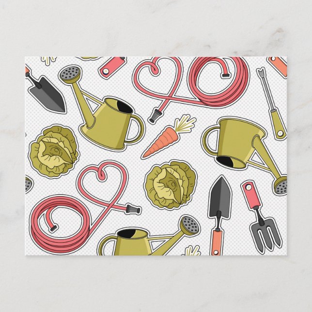 Gardening Love Pattern Postcard (Front)